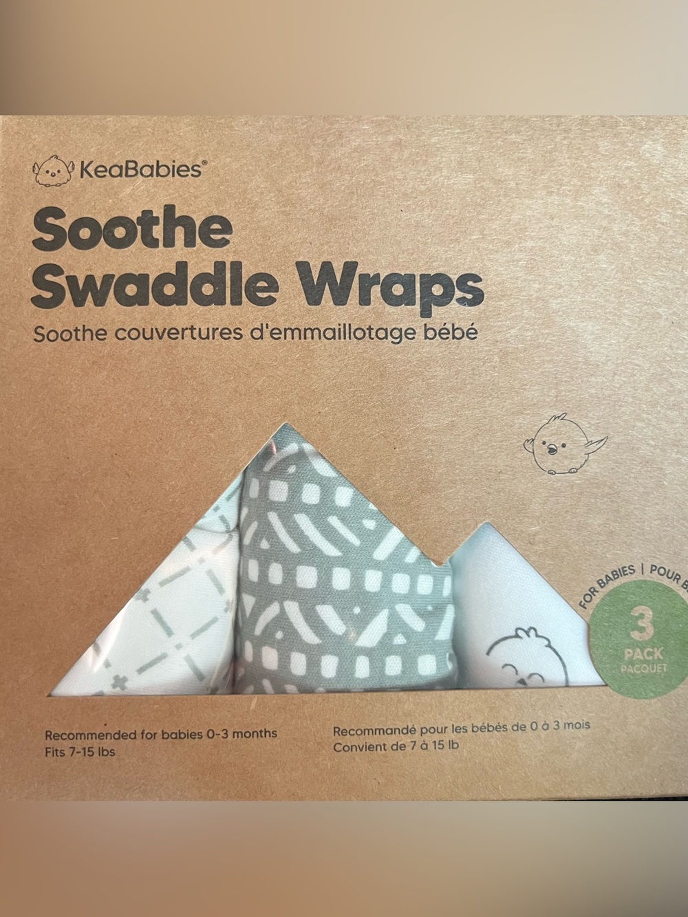KeaBabies 3-Pack Organic Baby Swaddle Sleep Sacks 0–3M Nordic NWT